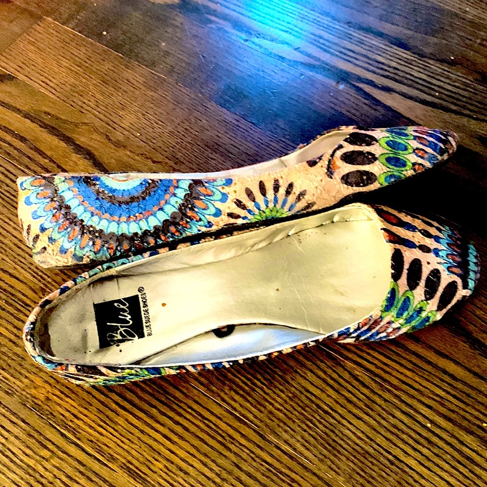 Peacock Print Ballet Flats